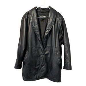 Wilsons The Leather Experts Womens Black Leather THINSULATE‎ Button Jacket Sz M